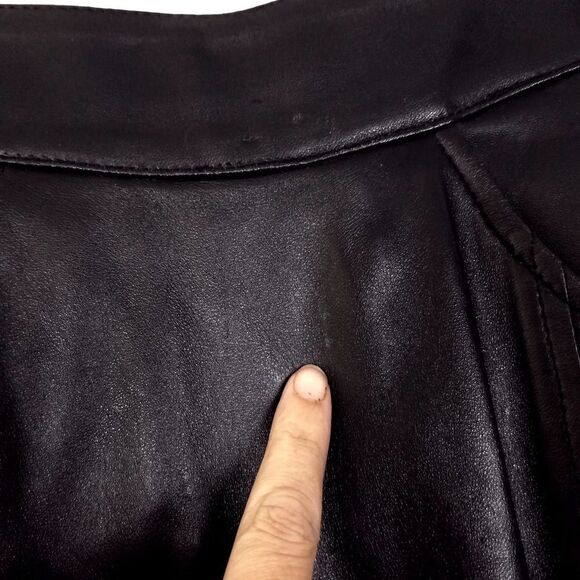 Vintage 80s Don't Stop Leather High Waist Straight Pencil Skirt Black Size 8 - Picture 4 of 6